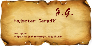Hajszter Gergő névjegykártya